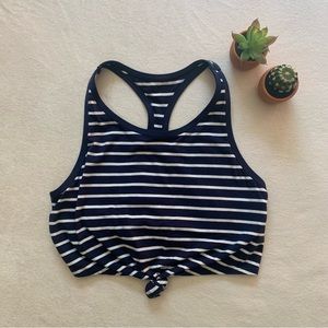Aerie Chill Play Move Knotted Front Striped Sports Bra